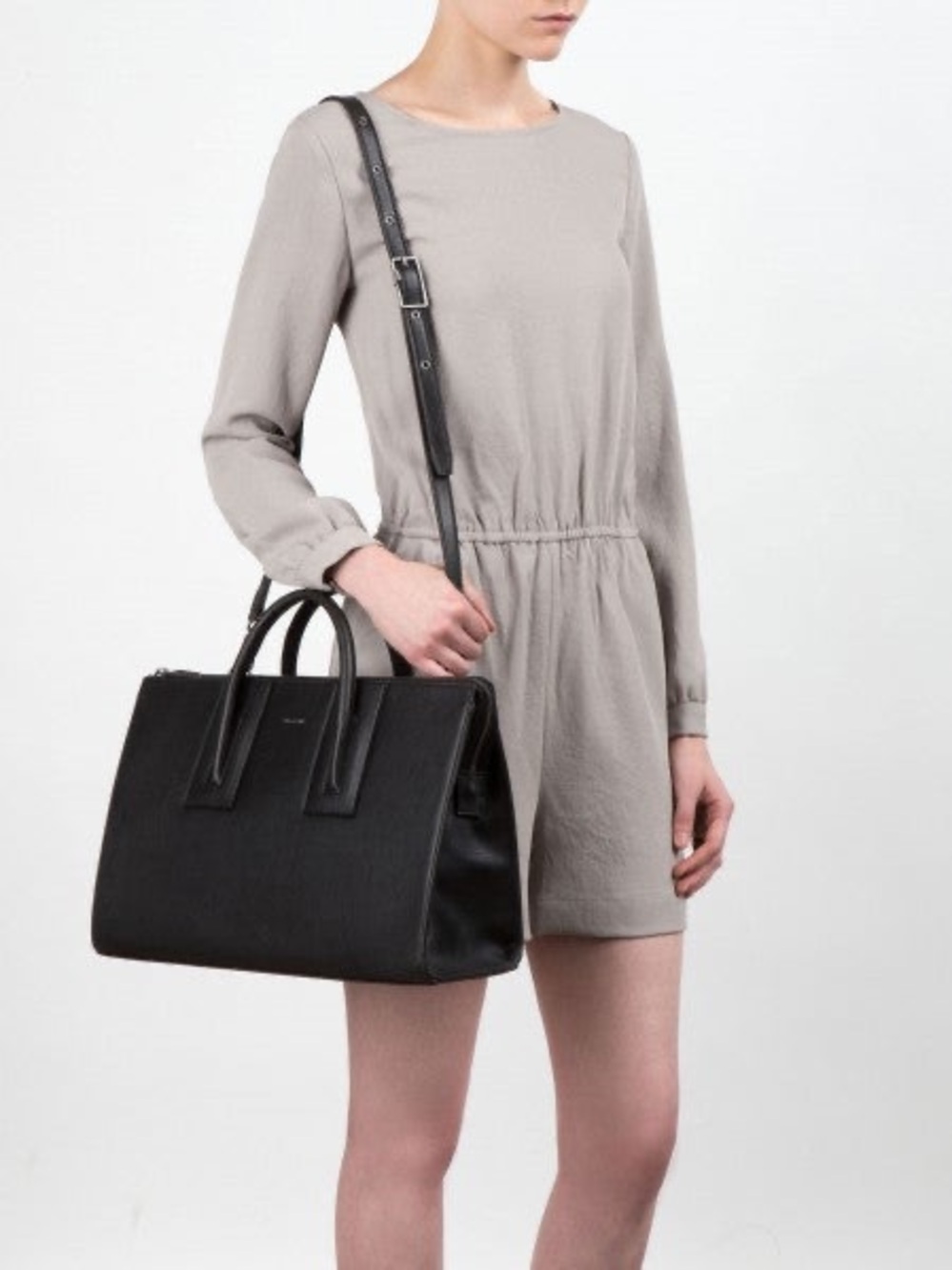 Matt & Nat Black Structured Laptop Tote with Detachable Strap
